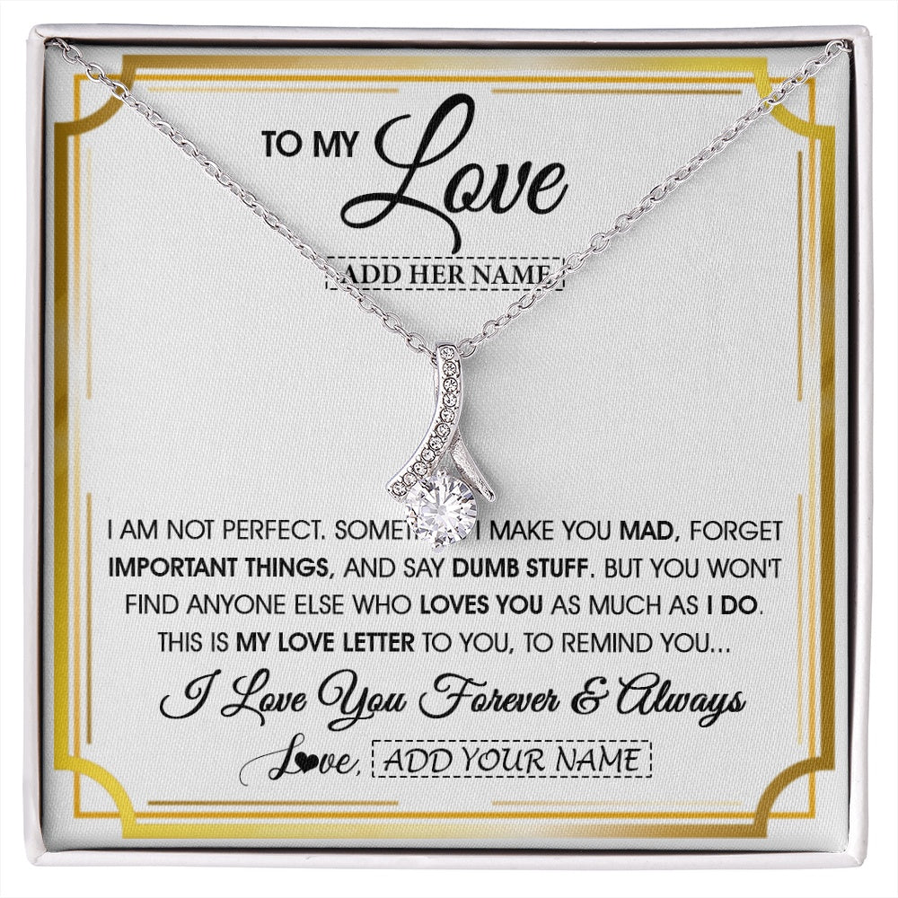 Alluring Beauty Necklace 14K White Gold Finish | 1 | Personalized To My Love Necklace For Women Love Letter Romatic Gifts For Her Wife Gift From Husband Girlfriend Birthday Valentines Custom Gift Box Message Card | https://siriusteestore.