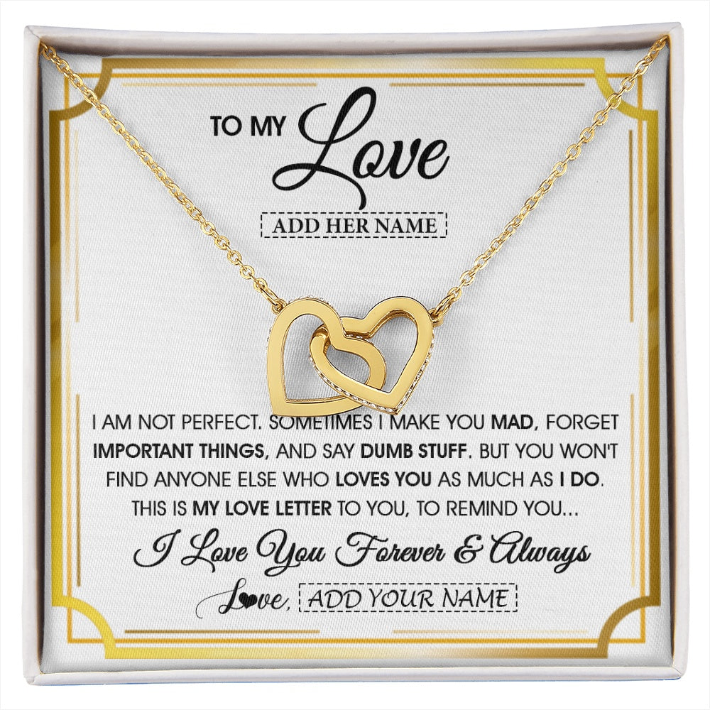 Interlocking Hearts Necklace 18K Yellow Gold Finish | 1 | Personalized To My Love Necklace For Women Love Letter Romatic Gifts For Her Wife Gift From Husband Girlfriend Birthday Valentines Custom Gift Box Message Card | https://siriusteestore.
