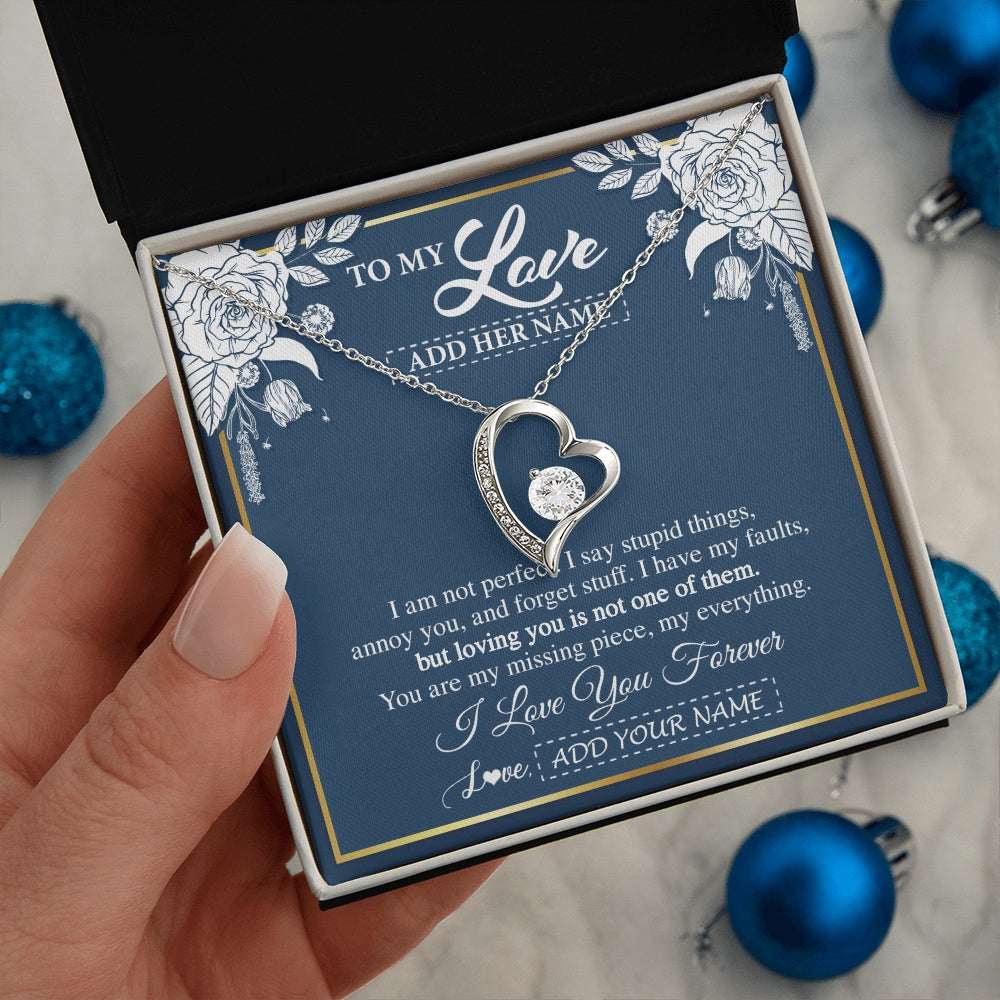 Forever Love Necklace 14K White Gold Finish | 2 | Personalized To My Love Necklace My Everything Romatic Gifts For Her Wife Gift From Husband Girlfriend Birthday Valentines Day Custom Gift Box Message Card | siriusteestore.myshopify