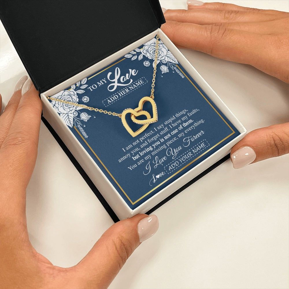 Interlocking Hearts Necklace 18K Yellow Gold Finish | 2 | Personalized To My Love Necklace My Everything Romatic Gifts For Her Wife Gift From Husband Girlfriend Birthday Valentines Day Custom Gift Box Message Card | siriusteestore.myshopify