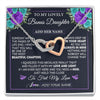 Interlocking Hearts Necklace Stainless Steel & Rose Gold Finish | 1 | Personalized To My Lovely Bonus Daughter Necklace Gift From Stepdad Feel My Love Stepdaughter Birthday Gift Mother's Day Christmas Gift Box Message Card | siriusteestore.myshopify