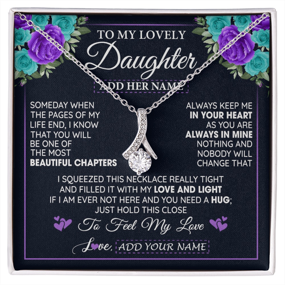 Alluring Beauty Necklace 14K White Gold Finish | 1 | Personalized To My Lovely Daughter Necklace Gift From Mom Dad Mother Father Feel My Love Daughter Birthday Gift Mother's Day Christmas Gift Box Message Card | siriusteestore.myshopify