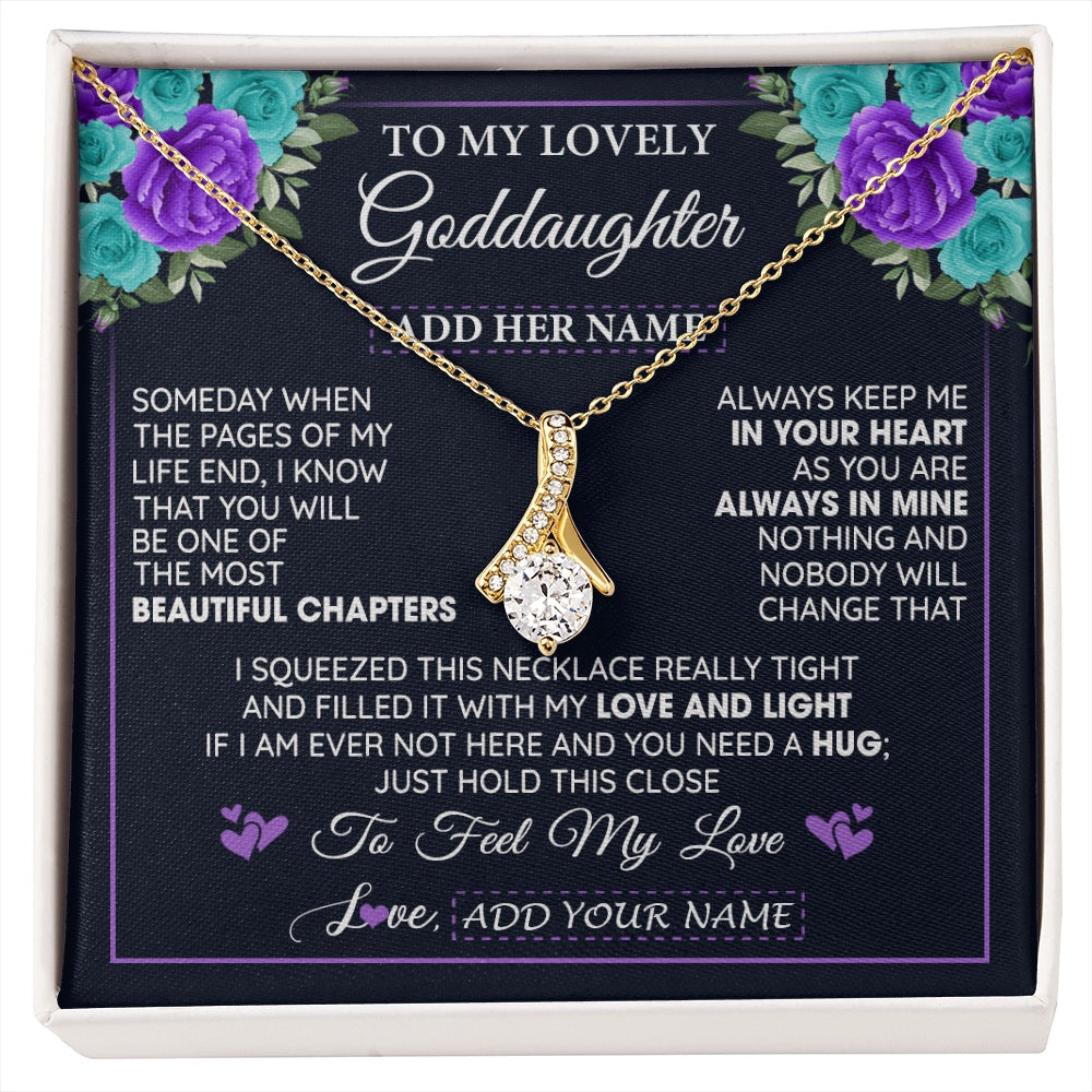 Alluring Beauty Necklace 18K Yellow Gold Finish | 1 | Personalized To My Lovely Goddaughter Necklace Gift From Godmother Uncle Feel My Love Goddaughter Birthday Gift Mother's Day Christmas Gift Box Message Card | siriusteestore.myshopify
