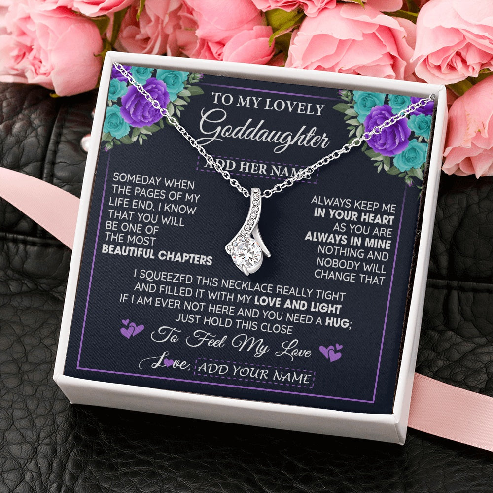 Alluring Beauty Necklace 14K White Gold Finish | 2 | Personalized To My Lovely Goddaughter Necklace Gift From Godmother Uncle Feel My Love Goddaughter Birthday Gift Mother's Day Christmas Gift Box Message Card | siriusteestore.myshopify