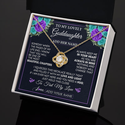 Love Knot Necklace 18K Yellow Gold Finish | 2 | Personalized To My Lovely Goddaughter Necklace Gift From Godmother Uncle Feel My Love Goddaughter Birthday Gift Mother's Day Christmas Gift Box Message Card | siriusteestore.myshopify