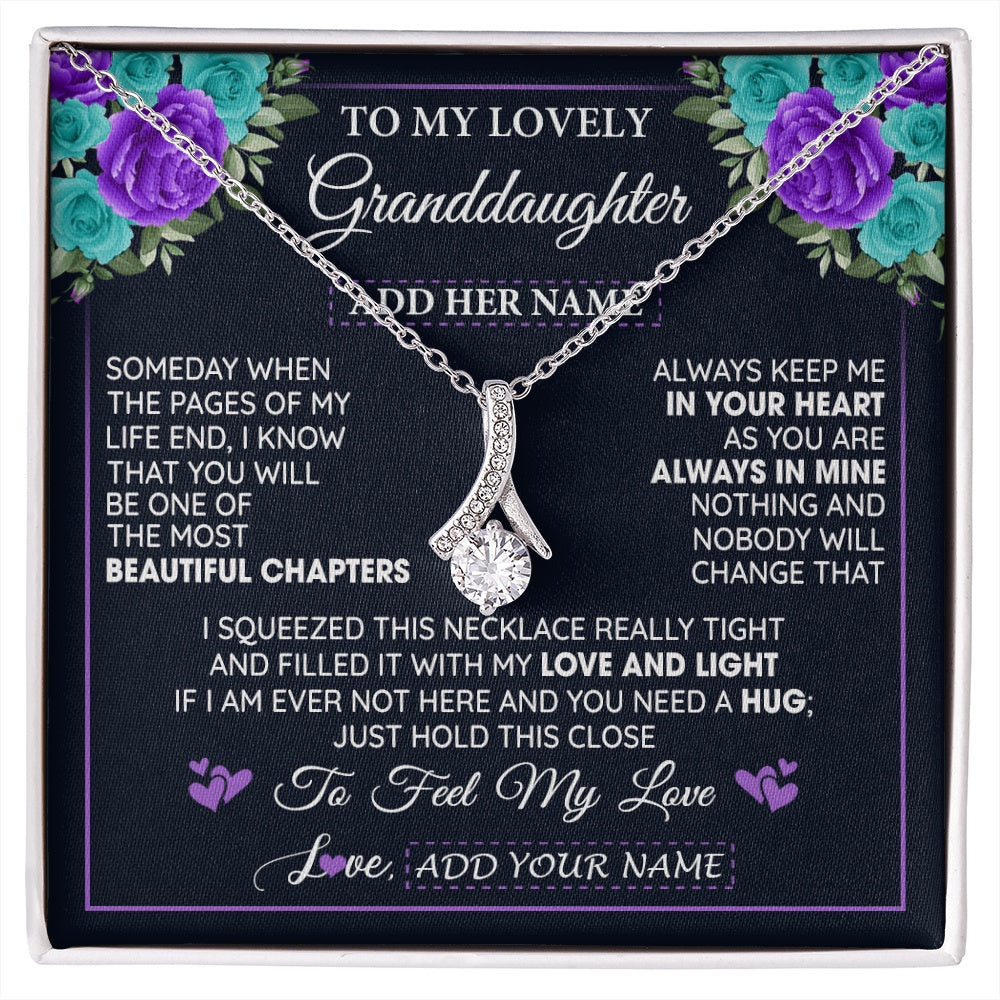 Alluring Beauty Necklace 14K White Gold Finish | 1 | Personalized To My Lovely Granddaughter Necklace Gift From Granparents Feel My Love Granddaughter Birthday Gift Mother's Day Christmas Gift Box Message Card | siriusteestore.myshopify