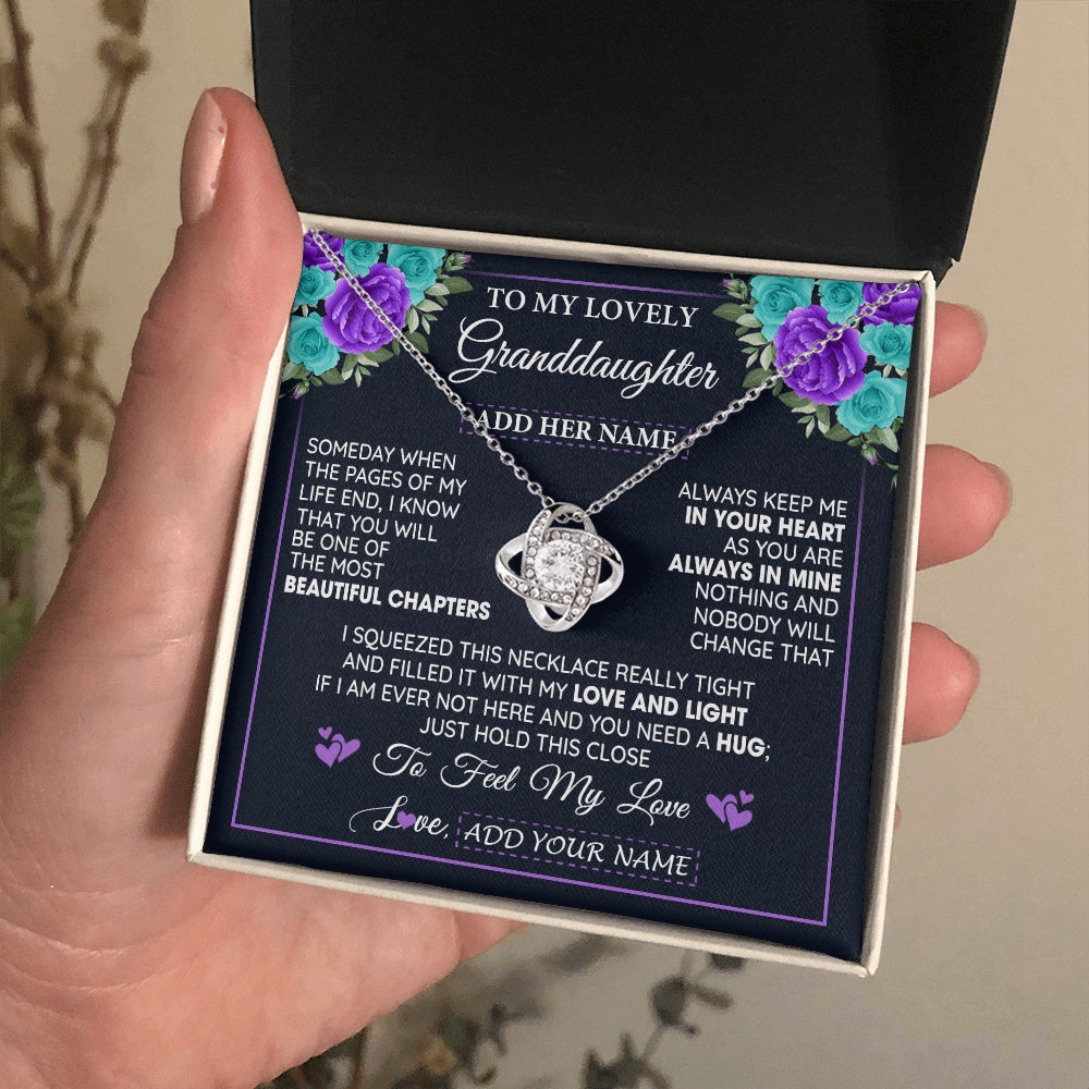 Love Knot Necklace 14K White Gold Finish | 2 | Personalized To My Lovely Granddaughter Necklace Gift From Granparents Feel My Love Granddaughter Birthday Gift Mother's Day Christmas Gift Box Message Card | siriusteestore.myshopify