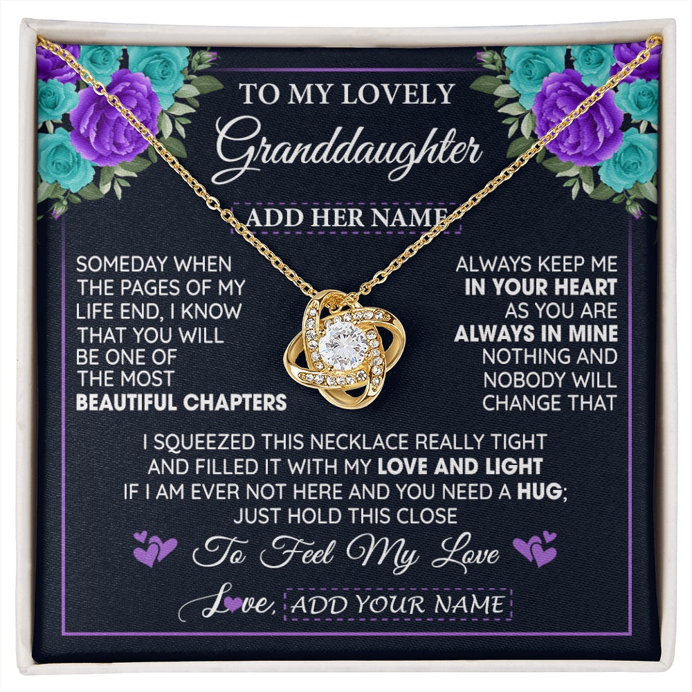 Love Knot Necklace 18K Yellow Gold Finish | 1 | Personalized To My Lovely Granddaughter Necklace Gift From Granparents Feel My Love Granddaughter Birthday Gift Mother's Day Christmas Gift Box Message Card | siriusteestore.myshopify