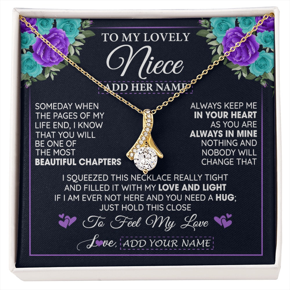 Alluring Beauty Necklace 18K Yellow Gold Finish | 1 | Personalized To My Lovely Niece Necklace Gift From Uncle Aunt Feel My Love Niece Birthday Gift Mother's Day Christmas Customized Gift Box Message Card | siriusteestore.myshopify