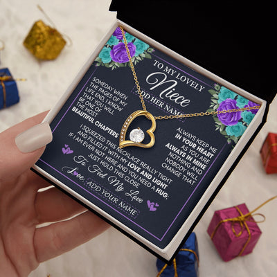 Forever Love Necklace 18K Yellow Gold Finish | 2 | Personalized To My Lovely Niece Necklace Gift From Uncle Aunt Feel My Love Niece Birthday Gift Mother's Day Christmas Customized Gift Box Message Card | siriusteestore.myshopify