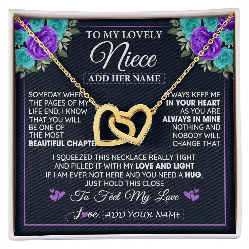 Interlocking Hearts Necklace 18K Yellow Gold Finish | 1 | Personalized To My Lovely Niece Necklace Gift From Uncle Aunt Feel My Love Niece Birthday Gift Mother's Day Christmas Customized Gift Box Message Card | siriusteestore.myshopify