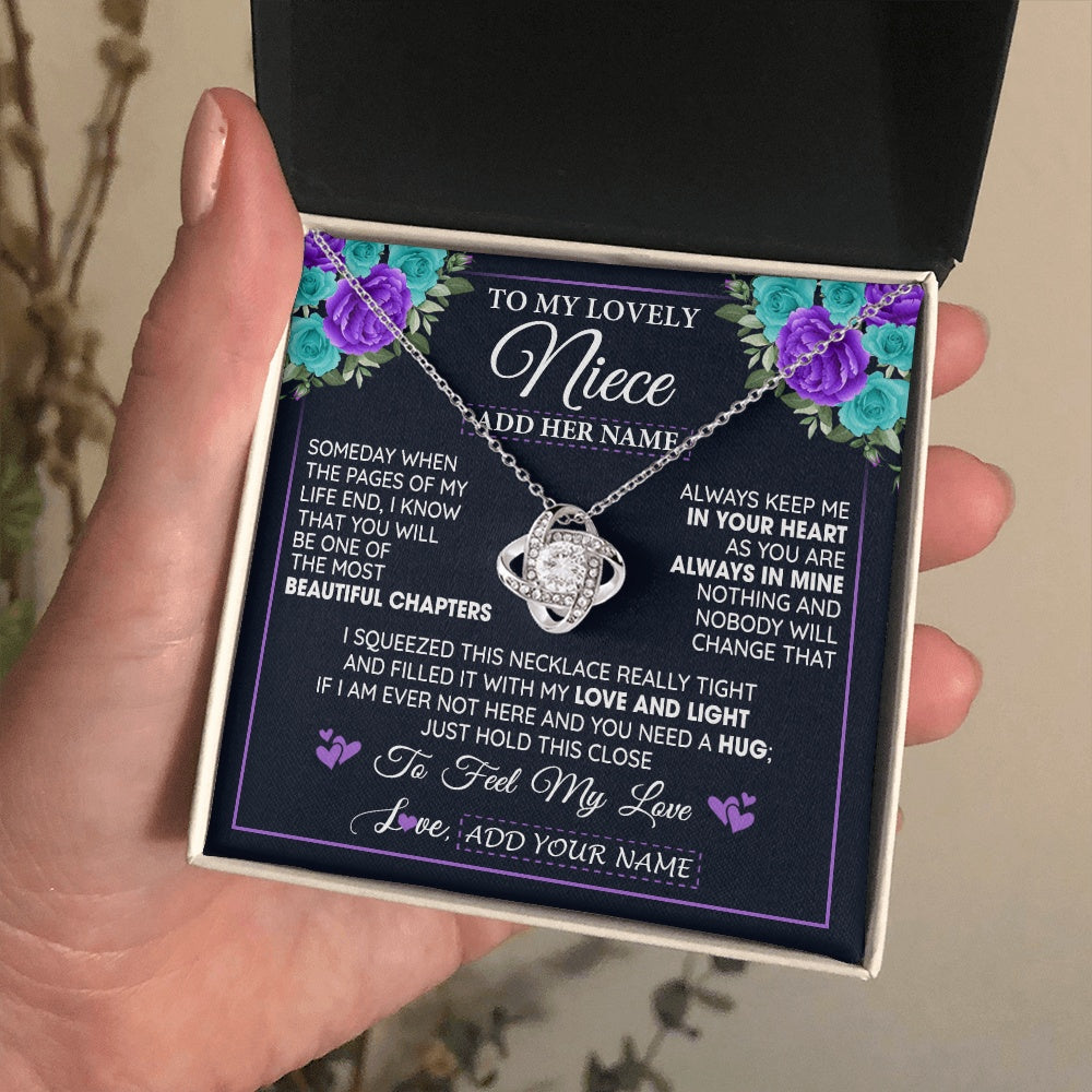 Love Knot Necklace 14K White Gold Finish | 2 | Personalized To My Lovely Niece Necklace Gift From Uncle Aunt Feel My Love Niece Birthday Gift Mother's Day Christmas Customized Gift Box Message Card | siriusteestore.myshopify