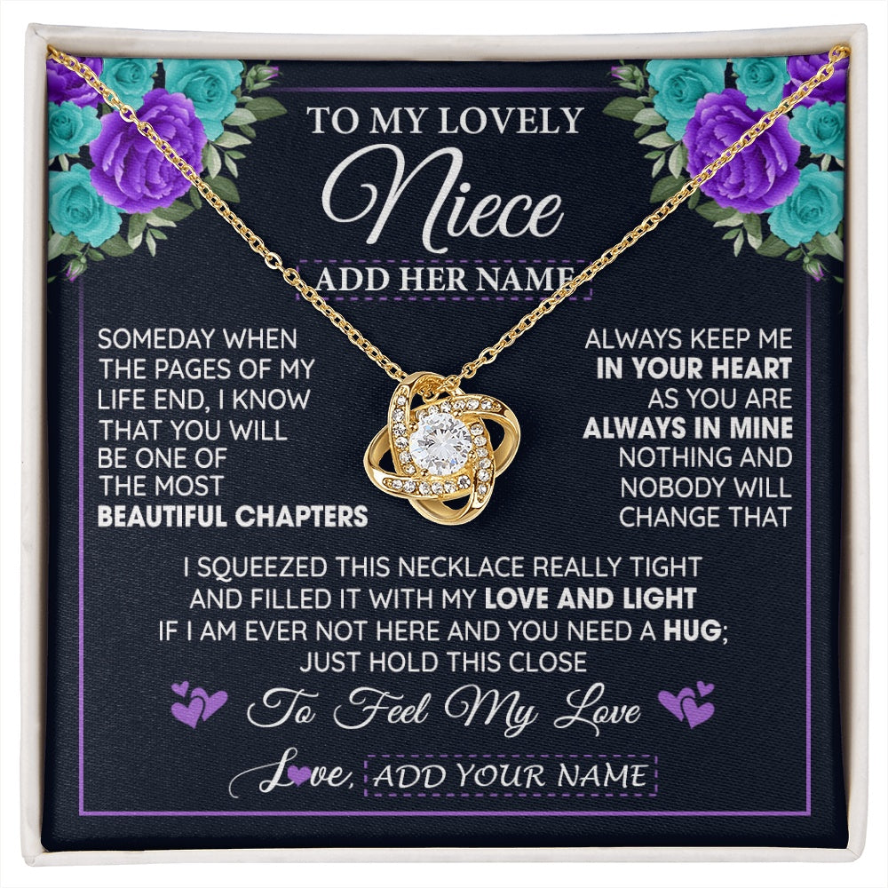 Love Knot Necklace 18K Yellow Gold Finish | 1 | Personalized To My Lovely Niece Necklace Gift From Uncle Aunt Feel My Love Niece Birthday Gift Mother's Day Christmas Customized Gift Box Message Card | siriusteestore.myshopify