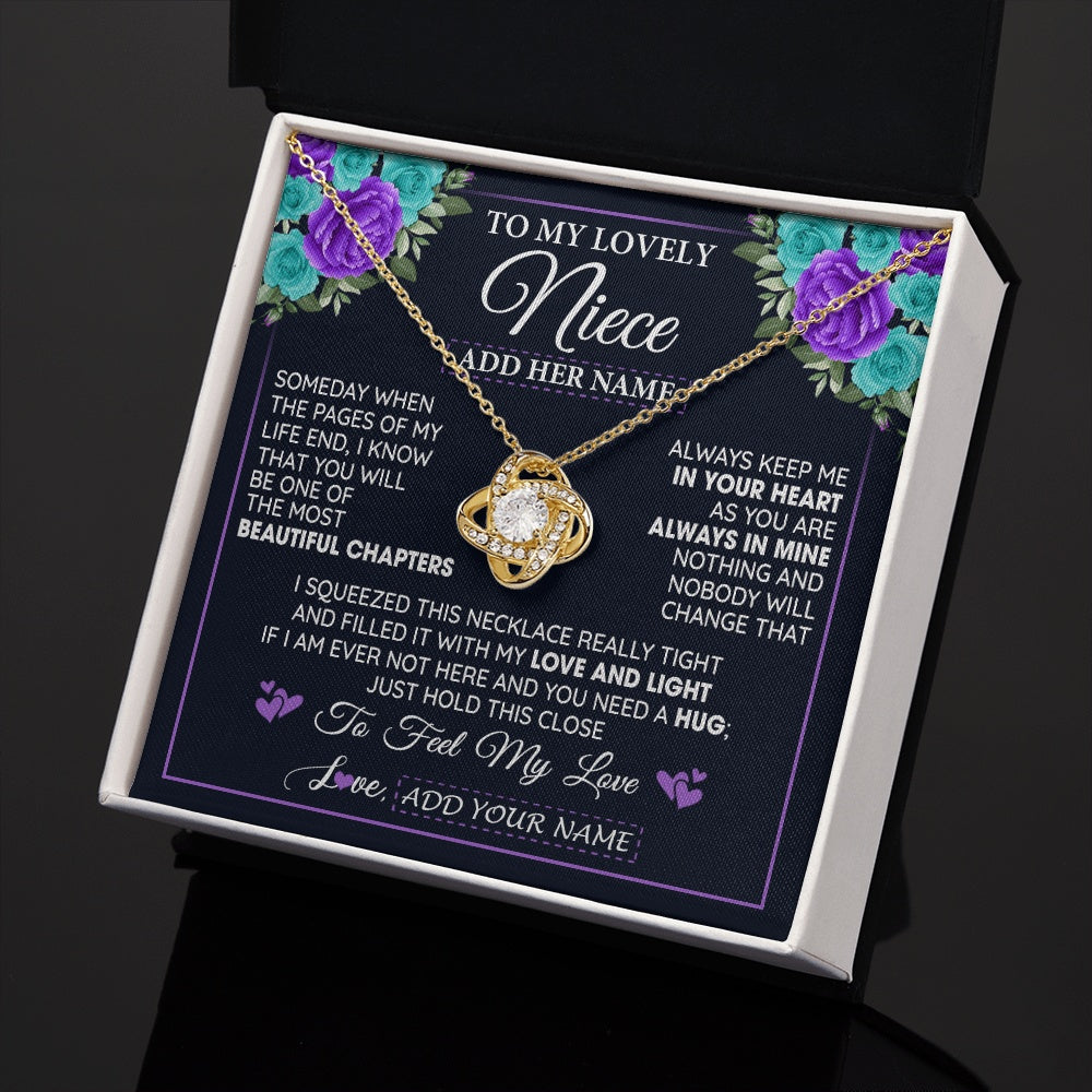 Love Knot Necklace 18K Yellow Gold Finish | 2 | Personalized To My Lovely Niece Necklace Gift From Uncle Aunt Feel My Love Niece Birthday Gift Mother's Day Christmas Customized Gift Box Message Card | siriusteestore.myshopify