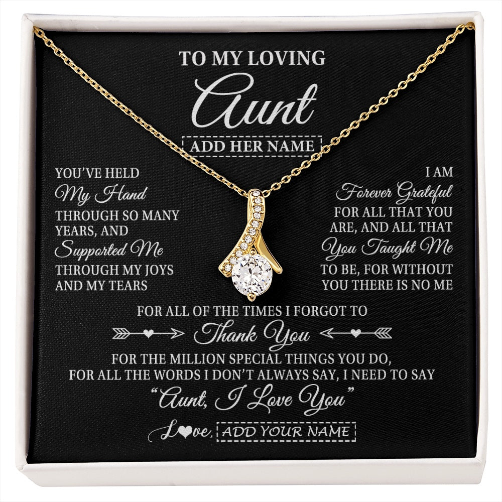 Alluring Beauty Necklace 18K Yellow Gold Finish | 1 | Personalized To My Loving Aunt Necklace From Niece You've Help My Hand Aunt Gift From Nephew Aunt Birthday Gifts Mothers Day Custom Gift Box Message Card | https://siriusteestore.
