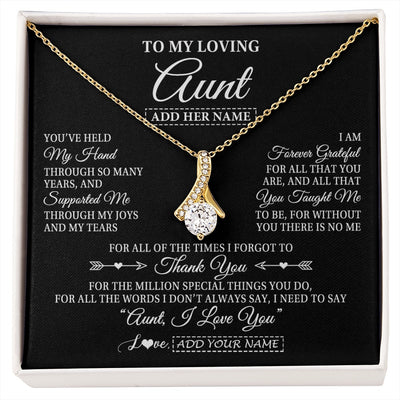 Alluring Beauty Necklace 18K Yellow Gold Finish | 1 | Personalized To My Loving Aunt Necklace From Niece You've Help My Hand Aunt Gift From Nephew Aunt Birthday Gifts Mothers Day Custom Gift Box Message Card | https://siriusteestore.