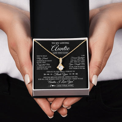 Alluring Beauty Necklace 18K Yellow Gold Finish | 2 | Personalized To My Loving Auntie Necklace From Niece You've Help My Hand Auntie Gift From Nephew Auntie Birthday Gifts Mothers Day Custom Gift Box Message Card | https://siriusteestore.
