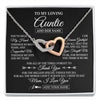 Interlocking Hearts Necklace Stainless Steel & Rose Gold Finish | 1 | Personalized To My Loving Auntie Necklace From Niece You've Help My Hand Auntie Gift From Nephew Auntie Birthday Gifts Mothers Day Custom Gift Box Message Card | siriusteestore.myshopify