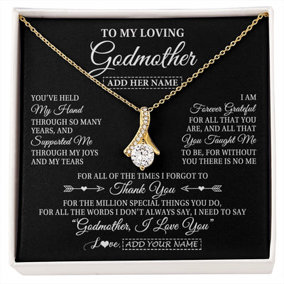Alluring Beauty Necklace 18K Yellow Gold Finish | 1 | Personalized To My Loving Godmother Necklace From Niece You've Help My Hand Aunt Gift From Godchild Godmother Birthday Gifts Mothers Day Gift Box Message Card | https://siriusteestore.