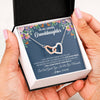 Interlocking Hearts Necklace Stainless Steel & Rose Gold Finish | 2 | Personalized To My Loving Granddaughter Necklace From Grandma No Matter The Distance Granddaughter Birthday Christmas Jewelry Customized Gift Box Message Card | siriusteestore