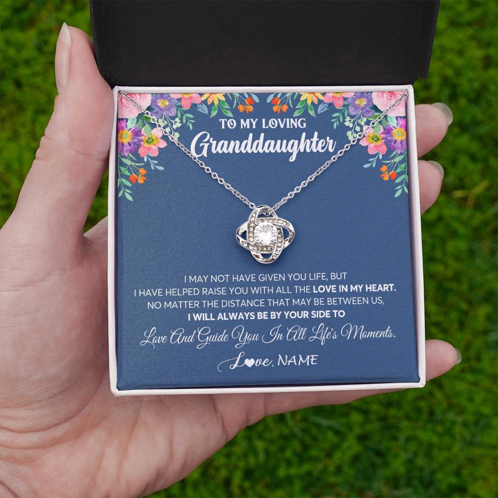 Love Knot Necklace 14K White Gold Finish | 2 | Personalized To My Loving Granddaughter Necklace From Grandma No Matter The Distance Granddaughter Birthday Christmas Jewelry Customized Gift Box Message Card | siriusteestore