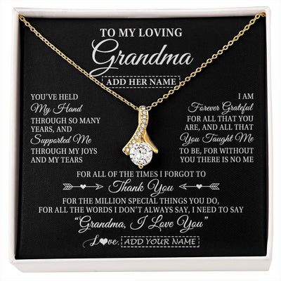 Alluring Beauty Necklace 18K Yellow Gold Finish | 1 | Personalized To My Loving Grandma Necklace From Granddaughter You've Help My Hand Grandma Gift From Grandson Grandma Birthday Mothers Day Gift Box Message Card | https://siriusteestore.
