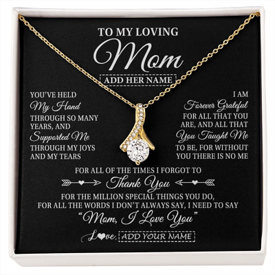 Alluring Beauty Necklace 18K Yellow Gold Finish | 1 | Personalized To My Loving Mom Necklace From Son You've Help My Hand Mom Gift From Daughter Mom Birthday Gifts Mothers Day Custom Gift Box Message Card | https://siriusteestore.