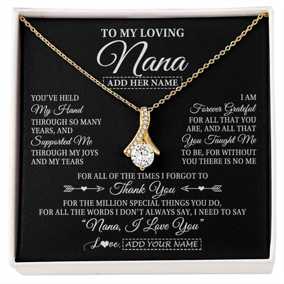 Alluring Beauty Necklace 18K Yellow Gold Finish | 1 | Personalized To My Loving Nana Necklace From Granddaughter You've Help My Hand Nana Gift From Grandson Nana Birthday Gifts Mothers Day Gift Box Message Card | https://siriusteestore.