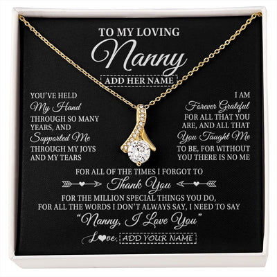 Alluring Beauty Necklace 18K Yellow Gold Finish | 1 | Personalized To My Loving Nanny Necklace From Granddaughter You've Help My Hand Nanny Gift From Grandson Nanny Birthday Mothers Day Gift Box Message Card | https://siriusteestore.