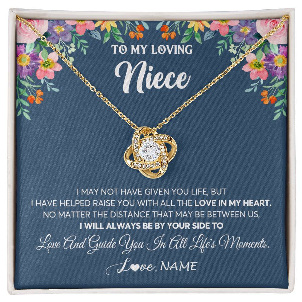 Love Knot Necklace 18K Yellow Gold Finish | 1 | Personalized To My Loving Niece Necklace From Aunt Auntie No Matter The Distance Niece Birthday Christmas Jewelry Present Customized Gift Box Message Card | siriusteestore