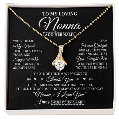 Alluring Beauty Necklace 18K Yellow Gold Finish | 1 | Personalized To My Loving Nonna Necklace From Granddaughter You've Help My Hand Nonna Gift From Grandson Nonna Birthday Mothers Day Gift Box Message Card | https://siriusteestore.