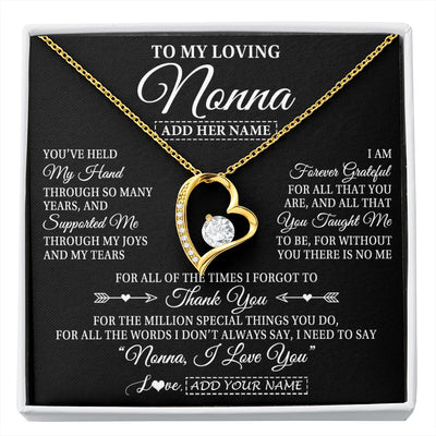 Forever Love Necklace 18K Yellow Gold Finish | 1 | Personalized To My Loving Nonna Necklace From Granddaughter You've Help My Hand Nonna Gift From Grandson Nonna Birthday Mothers Day Gift Box Message Card | https://siriusteestore.