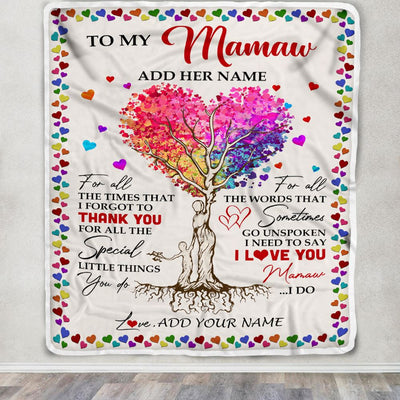 Personalized To My Mamaw Blanket From Grandkids Grandson Colorful Tree Thank You For All Mamaw Birthday Gifts Mothers Day Christmas Customized Fleece Blanket | siriusteestore