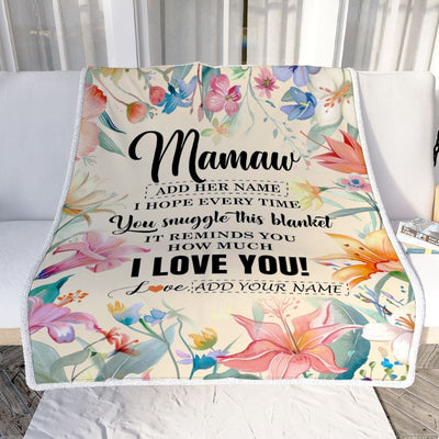 Personalized To My Mamaw Blanket From Grandkids Grandson Floral I Love You Great Mamaw Birthday Gifts Mothers Day Christmas Customized Fleece Blanket | siriusteestore