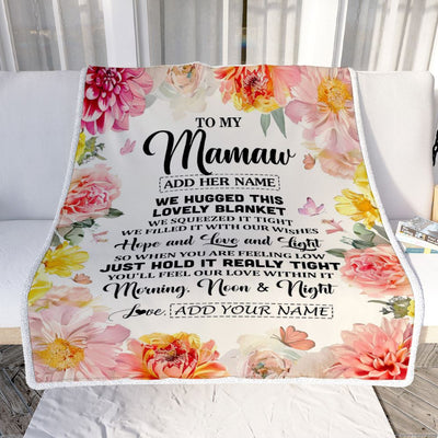 Personalized To My Mamaw Blanket From Grandkids Grandson Floral We Hugged This Lovely Mamaw Birthday Gifts Mothers Day Christmas Customized Fleece Blanket | siriusteestore