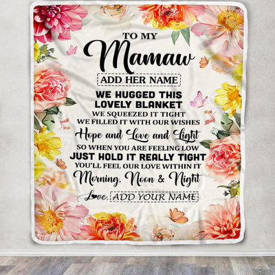 Personalized To My Mamaw Blanket From Grandkids Grandson Floral We Hugged This Lovely Mamaw Birthday Gifts Mothers Day Christmas Customized Fleece Blanket | siriusteestore