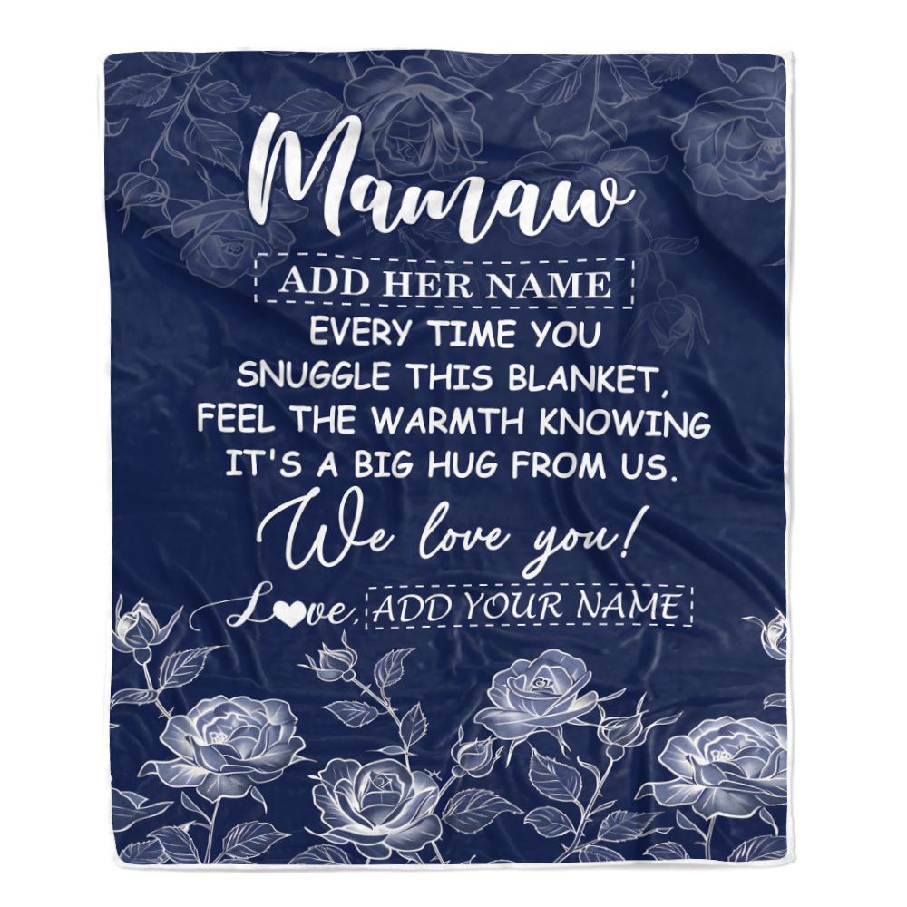 Personalized To My Mamaw Gifts Blanket From Granddaughter Grandson Blue Flower Love You Birthday Gifts For Mamaw Mothers Day Christmas Mamaw Fleece Blanket | siriusteestore