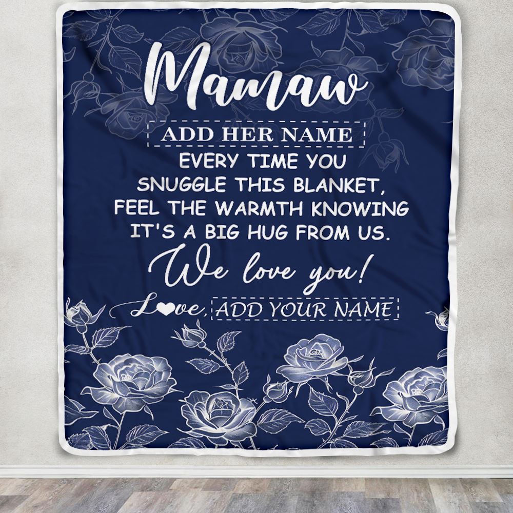 Personalized To My Mamaw Gifts Blanket From Granddaughter Grandson Blue Flower Love You Birthday Gifts For Mamaw Mothers Day Christmas Mamaw Fleece Blanket | siriusteestore