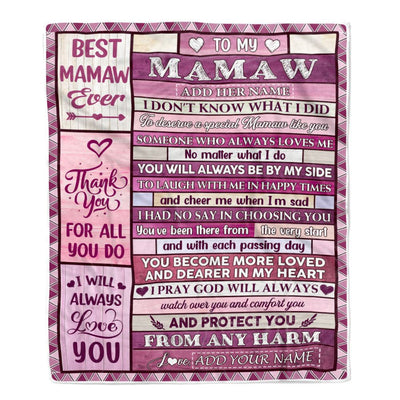 Personalized To My Mamaw Gifts Blanket From Granddaughter Grandson Wood Thank You For All Gifts For Mamaw Mothers Day Birthday Christmas Fleece Throw Blanket | siriusteestore
