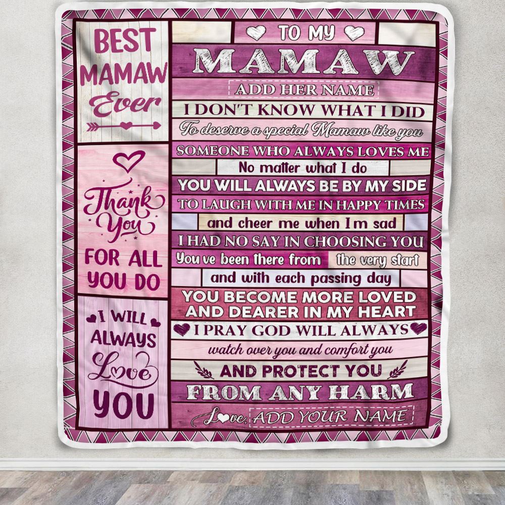 Personalized To My Mamaw Gifts Blanket From Granddaughter Grandson Wood Thank You For All Gifts For Mamaw Mothers Day Birthday Christmas Fleece Throw Blanket | siriusteestore