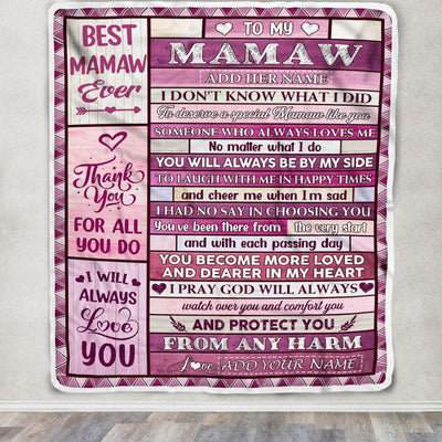Personalized To My Mamaw Gifts Blanket From Granddaughter Grandson Wood Thank You For All Gifts For Mamaw Mothers Day Birthday Christmas Fleece Throw Blanket | siriusteestore