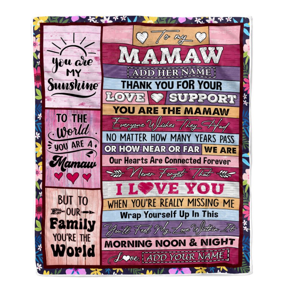 Personalized To My Mamaw Gifts Blanket From Grandkids Grandson Wood You Are The Mamaw Birthday Gifts Mothers Day Christmas Customized Fleece Blanket | siriusteestore