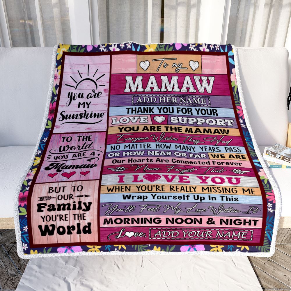 Personalized To My Mamaw Gifts Blanket From Grandkids Grandson Wood You Are The Mamaw Birthday Gifts Mothers Day Christmas Customized Fleece Blanket | siriusteestore