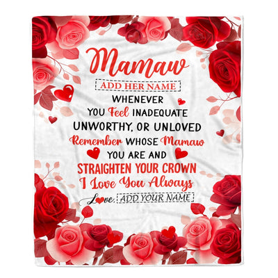 Personalized To My Mamaw Gifts From Granddaughter Grandson Blanket Rose Flower Anniversary Birthday Gifts Mamaw Mothers Day Christmas Custom Fleece Blanket | siriusteestore