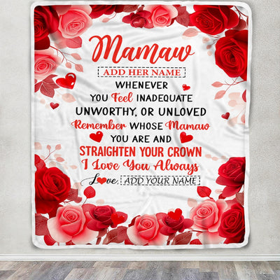 Personalized To My Mamaw Gifts From Granddaughter Grandson Blanket Rose Flower Anniversary Birthday Gifts Mamaw Mothers Day Christmas Custom Fleece Blanket | siriusteestore