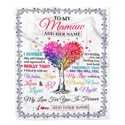 Personalized To My Mamaw Gifts From Granddaughter Grandson Hugged Blanket Birthday Gifts For Mamaw Mothers Day Thanksgiving Christmas Custom Fleece Blanket | siriusteestore