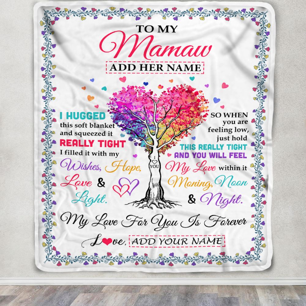Personalized To My Mamaw Gifts From Granddaughter Grandson Hugged Blanket Birthday Gifts For Mamaw Mothers Day Thanksgiving Christmas Custom Fleece Blanket | siriusteestore