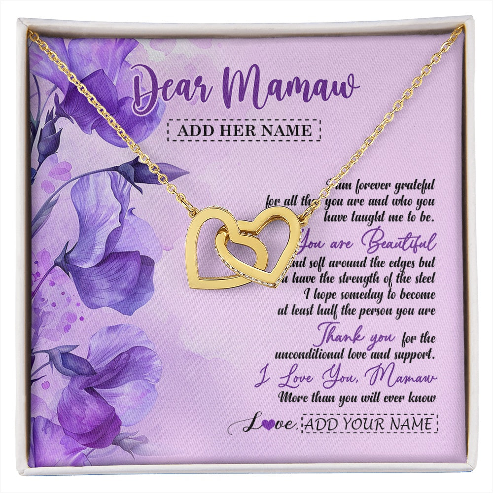 Interlocking Hearts Necklace 18K Yellow Gold Finish | 1 | Personalized To My Mamaw Gifts From Granddaughter Necklace Flower You Are Beautiful Gifts For Mamaw Mothers Day Birthday Christmas Gift Box Message Card | siriusteestore.myshopify