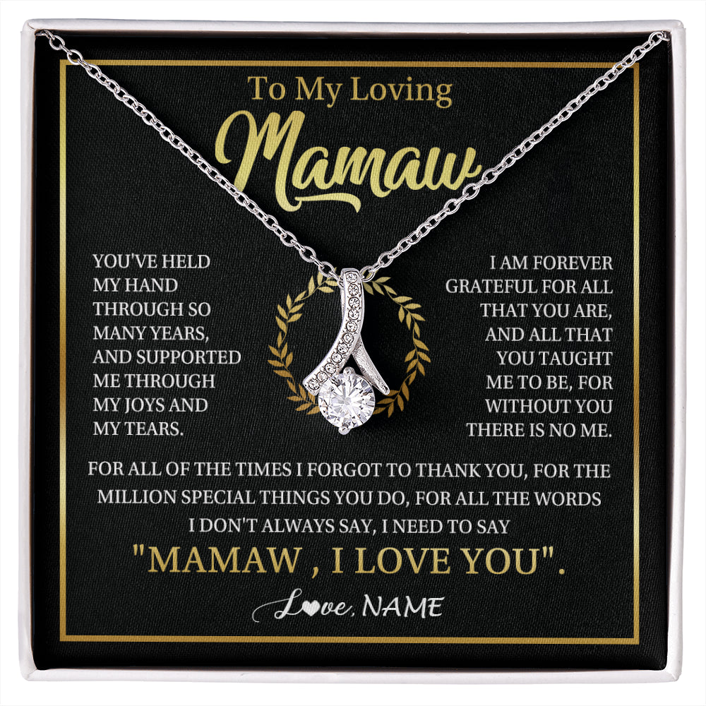 Alluring Beauty Necklace 14K White Gold Finish | 1 | Personalized To My Mamaw Gifts Necklace From Granddaughter Grandson Grateful Thank You Mamaw Birthday Mothers Day Jewelry Customized Gift Box Message Card | siriusteestore
