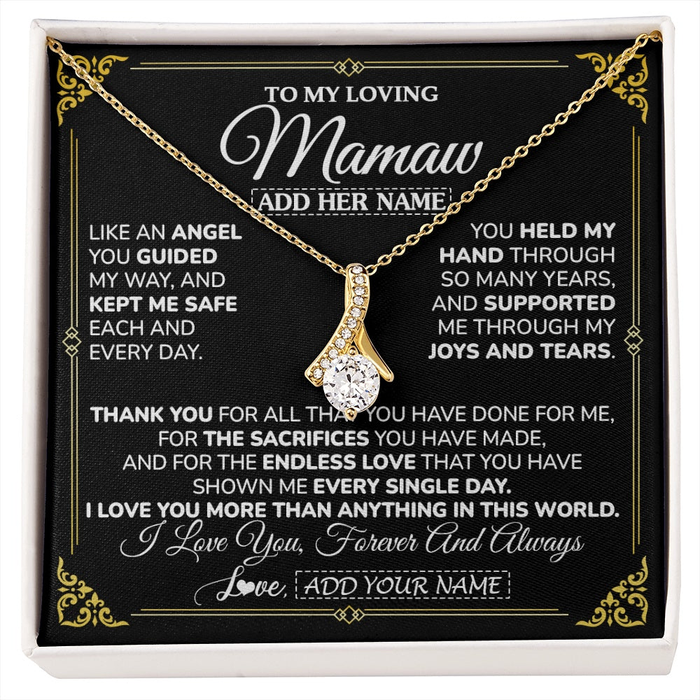 Alluring Beauty Necklace 18K Yellow Gold Finish | 1 | Personalized To My Mamaw Necklace Gifts Meaningful Gift To Mamaw From Granddaughter Without You There Is No Me Mothers Day Birthday Gift Box Message Card | https://siriusteestore.